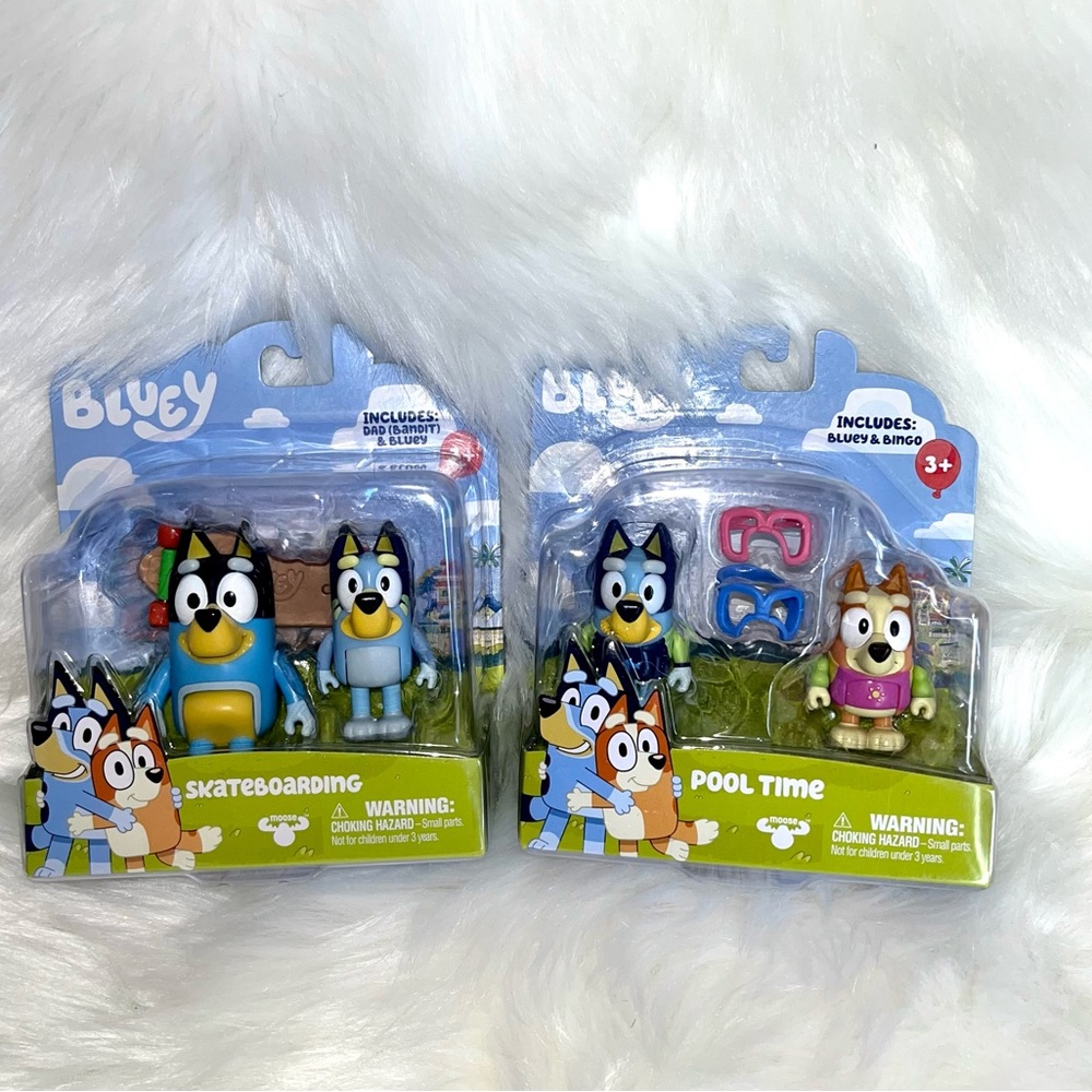 Bluey & Friends Skateboarding Figure Set Dad Bandit Tv Show